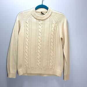 Vintage Miss‎ Holly Cream Cable Knit Sweater Size L Classic Cozy